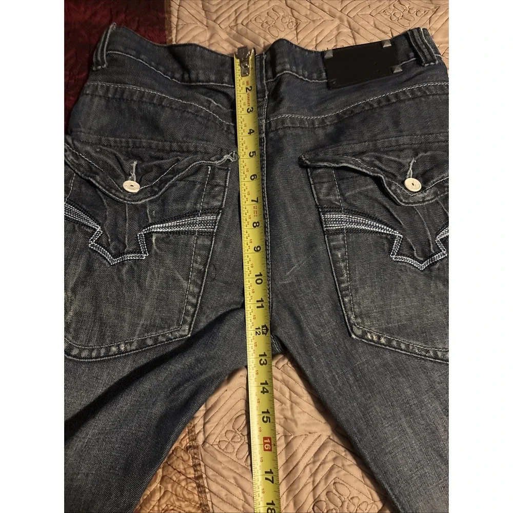 Reward Jeans Mens 32x29 Straight Fit‎ Denim Dark Wash Saw Tooth Pocket Hemmed